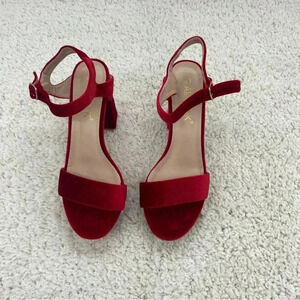 Allegra K Faux Suede/Velvet Sandals Red Size 10